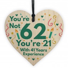 Funny Birthday Gifts Novelty 62nd Birthday Gift Wood Heart Card