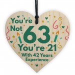 Funny Birthday Gifts Novelty 63rd Birthday Gift Wood Heart Card