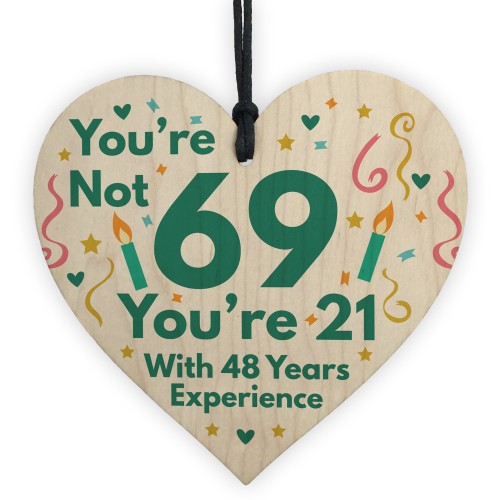 Funny Birthday Gifts Novelty 69th Birthday Gift Wood Heart Card