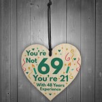 Funny Birthday Gifts Novelty 69th Birthday Gift Wood Heart Card