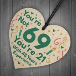 Funny Birthday Gifts Novelty 69th Birthday Gift Wood Heart Card