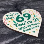 Funny Birthday Gifts Novelty 69th Birthday Gift Wood Heart Card