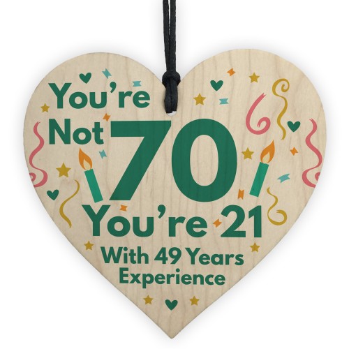 Funny Birthday Gift Novelty 70th Birthday Gift Wood Heart Funny 