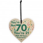 Funny Birthday Gift Novelty 70th Birthday Gift Wood Heart Funny 