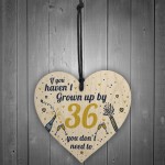 Funny Happy Birthday 36 Wood Heart Man Wife Brother Sister Gift