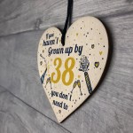 Funny Happy Birthday 38 Wood Heart Man Wife Brother Sister Gift