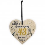 Funny Happy Birthday 43 Wood Heart Man Wife Grandma Grandad