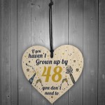 Funny Happy Birthday 48 Wood Heart Man Wife Grandma Grandad
