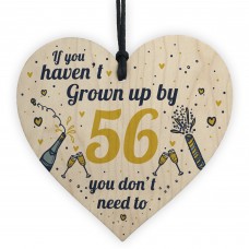 Funny Happy Birthday 56 Wood Heart Man Wife Grandma Grandad