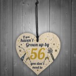 Funny Happy Birthday 56 Wood Heart Man Wife Grandma Grandad