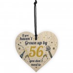 Funny Happy Birthday 56 Wood Heart Man Wife Grandma Grandad