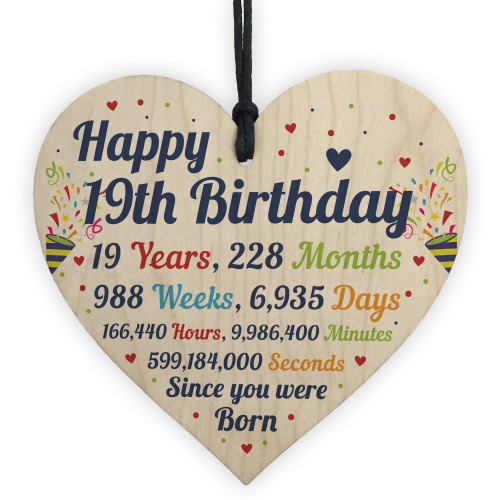 19th Birthday Gifts 19th Card Wood Heart Gift For Daughter Son