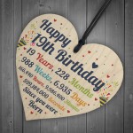 19th Birthday Gifts 19th Card Wood Heart Gift For Daughter Son