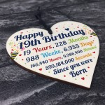 19th Birthday Gifts 19th Card Wood Heart Gift For Daughter Son