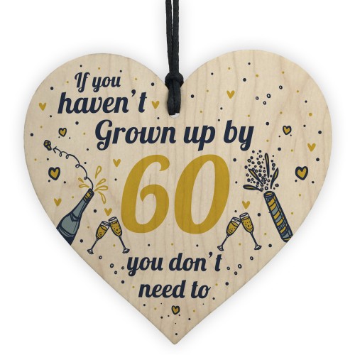 Funny Happy Birthday 60th Wood Heart Man Wife Grandma Grandad