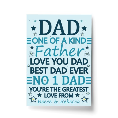 No 1 Dad Gift Dad Birthday Xmas Gift From Daughter Son Print