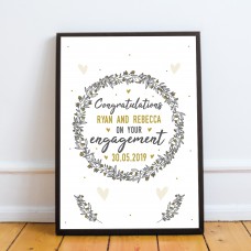 Personalised Engagement Gifts Congratulations Gift Framed Print