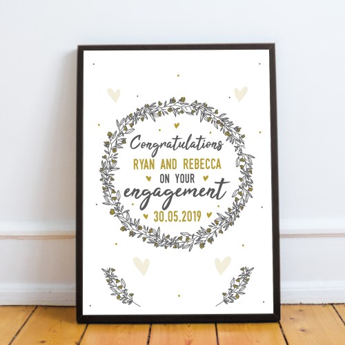 Personalised Engagement Gifts Congratulations Gift Framed Print