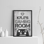 Personalised Bedroom Sign Boys Bedroom Wall Art Gamer Gift 
