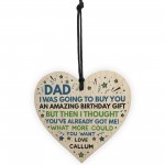 Superhero DAD Birthday Gifts Personalised Wooden Heart Gift