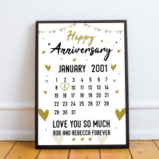 Anniversary Gift For Him Framed Print Calender Anniversary Gift