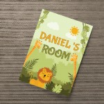 Personalised Bedroom Sign For Boys Animal Print Nursery Decor