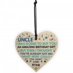 Superhero UNCLE Birthday Gifts Personalised Wooden Heart Gift