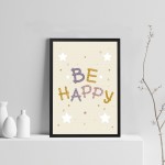 Boys Bedroom Wall Art Be Happy Print Framed Girls Bedroom Decor