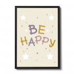 Boys Bedroom Wall Art Be Happy Print Framed Girls Bedroom Decor