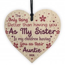 Cute Auntie Heart Plaque Wooden Auntie Birthday Christmas Gifts