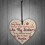 Cute Auntie Heart Plaque Wooden Auntie Birthday Christmas Gifts