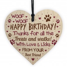 Funny Mum Dad Birthday Gift From Dog Wood Heart Gift From Dog