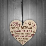 Funny Mum Dad Birthday Gift From Dog Wood Heart Gift From Dog