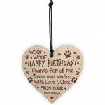 Funny Mum Dad Birthday Gift From Dog Wood Heart Gift From Dog