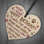 Funny Mum Dad Birthday Gift From Dog Wood Heart Gift From Dog
