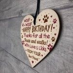 Funny Mum Dad Birthday Gift From Dog Wood Heart Gift From Dog
