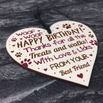 Funny Mum Dad Birthday Gift From Dog Wood Heart Gift From Dog
