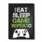 Eat Sleep Game Repeat Gaming Sign Funny Boy Bedroom Wall Art