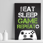 Gaming Print For Wall Eat Sleep Game Repeat Funny Gamer Gift