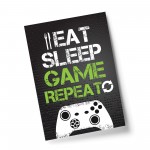 Gaming Print For Wall Eat Sleep Game Repeat Funny Gamer Gift