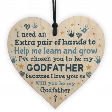 Godfather Godparent Asking Gifts Wooden Heart Baby Shower Gifts