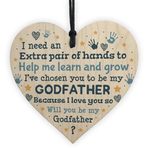 Godfather Godparent Asking Gifts Wooden Heart Baby Shower Gifts