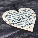 Godfather Godparent Asking Gifts Wooden Heart Baby Shower Gifts