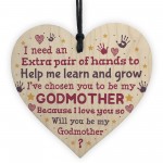 Godmother Godparent Asking Gifts Wooden Heart Baby Shower Gifts