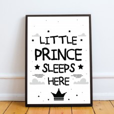Boys Nursery Decoration Framed Print Prince Sleeps Here Son Gift