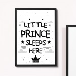 Boys Nursery Decoration Framed Print Prince Sleeps Here Son Gift