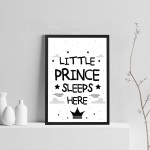 Boys Nursery Decoration Framed Print Prince Sleeps Here Son Gift