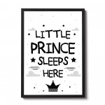 Boys Nursery Decoration Framed Print Prince Sleeps Here Son Gift