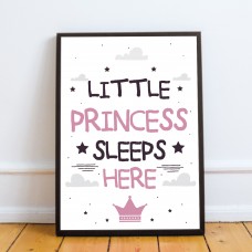 Girls Nursery Decoration Framed Print Princess Sleeps Here Gift