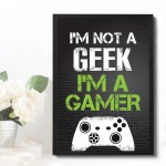 Not A Geek Gamer Gaming Sign For Boys Bedroom Gamer Print
